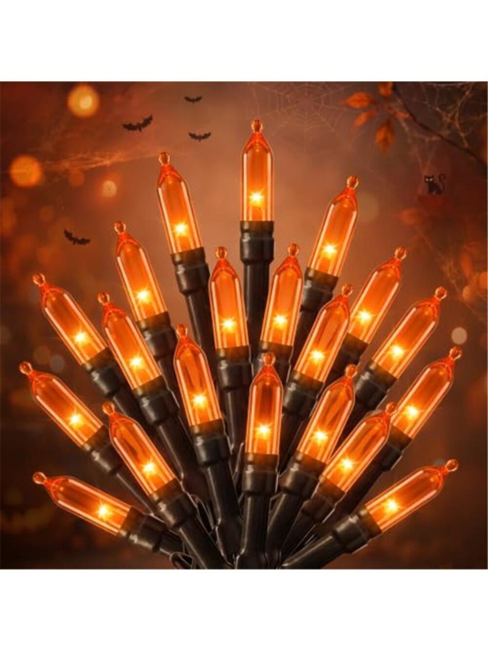 Orange LED Outdoor Halloween Lights, Halloween Decorations, 39 FT 100 LED Mini